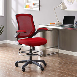 Modway Furniture Veer Drafting Chair – Ergonomic, Height-Adjustable Stool for Comfort in Offices and Creative Spaces Red EEI-1423-RED