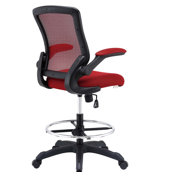 Modway Furniture Veer Drafting Chair – Ergonomic, Height-Adjustable Stool for Comfort in Offices and Creative Spaces Red EEI-1423-RED