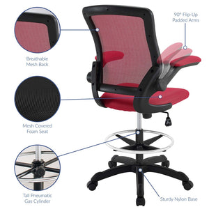 Modway Furniture Veer Drafting Chair – Ergonomic, Height-Adjustable Stool for Comfort in Offices and Creative Spaces Red EEI-1423-RED