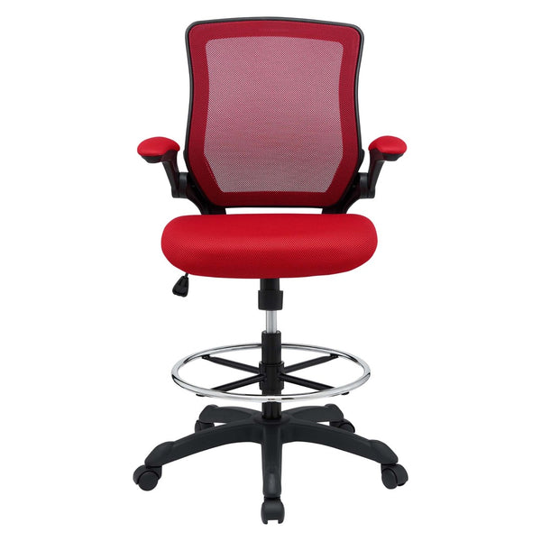 Modway Furniture Veer Drafting Chair – Ergonomic, Height-Adjustable Stool for Comfort in Offices and Creative Spaces Red EEI-1423-RED