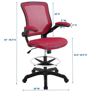 Modway Furniture Veer Drafting Chair – Ergonomic, Height-Adjustable Stool for Comfort in Offices and Creative Spaces Red EEI-1423-RED