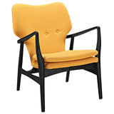 Modway Furniture Heed Upholstered Fabric Lounge Chair Black Yellow 26.5 x 29 x 34