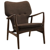 Modway Furniture Heed Upholstered Fabric Lounge Chair Walnut Brown 26.5 x 29 x 34