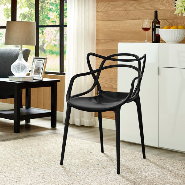 Modway Furniture Entangled Dining Armchair by Modway - Sculptural and Comfortable Addition to Your Modern Space Black EEI-1458-BLK