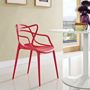 Modway Furniture Entangled Dining Armchair by Modway - Sculptural and Comfortable Addition to Your Modern Space Red EEI-1458-RED