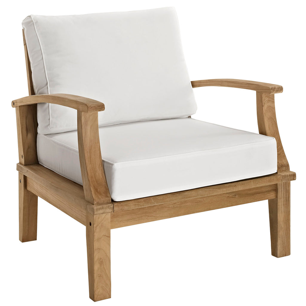 Modway Furniture Marina 8 Piece Outdoor Patio Teak Set Natural White 54.5 x 160.5 x 31.5