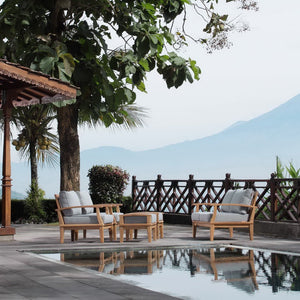 Modway Furniture Marina 5 Piece Outdoor Patio Teak Set - Modern Design, Durable Comfort for Relaxed Gatherings Natural Gray EEI-1472-NAT-GRY-SET