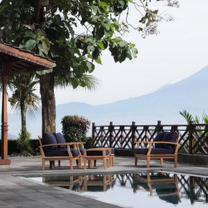 Modway Furniture Marina 5 Piece Outdoor Patio Teak Set - Modern Design, Durable Comfort for Relaxed Gatherings Natural Navy EEI-1472-NAT-NAV-SET