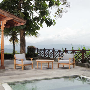 Modway Furniture Marina 3 Piece Outdoor Teak Patio Set by Modway - Stylish, Weather-Resistant Comfort for All Seasons Natural Gray EEI-1475-NAT-GRY-SET