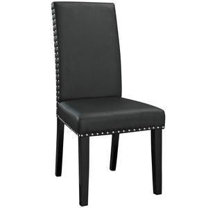 Modway Furniture Parcel Dining Faux Leather Side Chair by Modway - Stylish Comfort with Nailhead Trim & Sturdy Design Black EEI-1491-BLK