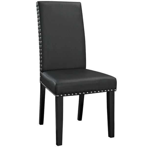 Modway Furniture Parcel Dining Faux Leather Side Chair by Modway - Stylish Comfort with Nailhead Trim & Sturdy Design Black EEI-1491-BLK