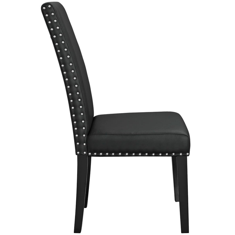 Modway Furniture Parcel Dining Faux Leather Side Chair by Modway - Stylish Comfort with Nailhead Trim & Sturdy Design Black EEI-1491-BLK