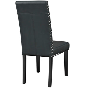 Modway Furniture Parcel Dining Faux Leather Side Chair by Modway - Stylish Comfort with Nailhead Trim & Sturdy Design Black EEI-1491-BLK