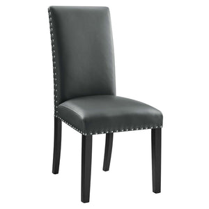 Modway Furniture Parcel Dining Faux Leather Side Chair by Modway - Stylish Comfort with Nailhead Trim & Sturdy Design Gray EEI-1491-GRY