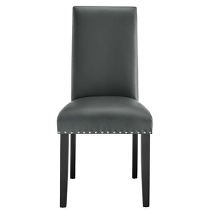 Modway Furniture Parcel Dining Faux Leather Side Chair by Modway - Stylish Comfort with Nailhead Trim & Sturdy Design Gray EEI-1491-GRY
