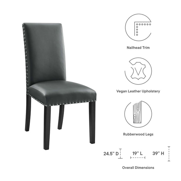Modway Furniture Parcel Dining Faux Leather Side Chair by Modway - Stylish Comfort with Nailhead Trim & Sturdy Design Gray EEI-1491-GRY