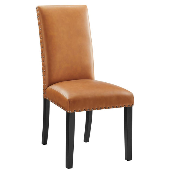 Modway Furniture Parcel Dining Faux Leather Side Chair by Modway - Stylish Comfort with Nailhead Trim & Sturdy Design Tan EEI-1491-TAN