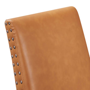 Modway Furniture Parcel Dining Faux Leather Side Chair by Modway - Stylish Comfort with Nailhead Trim & Sturdy Design Tan EEI-1491-TAN