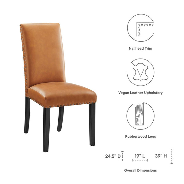 Modway Furniture Parcel Dining Faux Leather Side Chair by Modway - Stylish Comfort with Nailhead Trim & Sturdy Design Tan EEI-1491-TAN