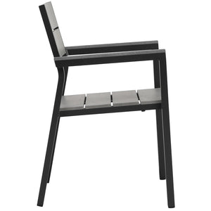 Modway Furniture Maine Outdoor Patio Armchair - Stylish, Stackable Design for Modern Outdoor Spaces and Dining Comfort Brown Gray EEI-1506-BRN-GRY