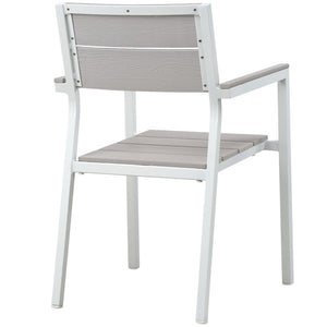 Modway Furniture Maine Outdoor Patio Armchair - Stylish, Stackable Design for Modern Outdoor Spaces and Dining Comfort White Light Gray EEI-1506-WHI-LGR
