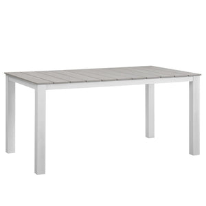 Modway Furniture Maine 63" Outdoor Patio Dining Table - Durable, Stylish, Weather-Resistant for Year-Round Use White Light Gray EEI-1508-WHI-LGR