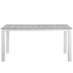 Modway Furniture Maine 63" Outdoor Patio Dining Table - Durable, Stylish, Weather-Resistant for Year-Round Use White Light Gray EEI-1508-WHI-LGR