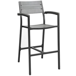 Modway Furniture Maine Outdoor Patio Bar Stool - Stylish, Weather-Resistant Seating for Modern Outdoor Spaces Brown Gray EEI-1510-BRN-GRY