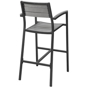 Modway Furniture Maine Outdoor Patio Bar Stool - Stylish, Weather-Resistant Seating for Modern Outdoor Spaces Brown Gray EEI-1510-BRN-GRY
