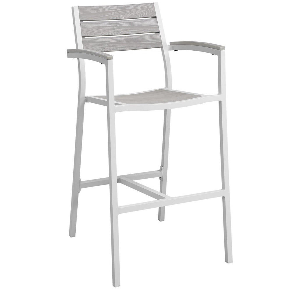 Modway Furniture Maine Outdoor Patio Bar Stool - Stylish, Weather-Resistant Seating for Modern Outdoor Spaces White Light Gray EEI-1510-WHI-LGR