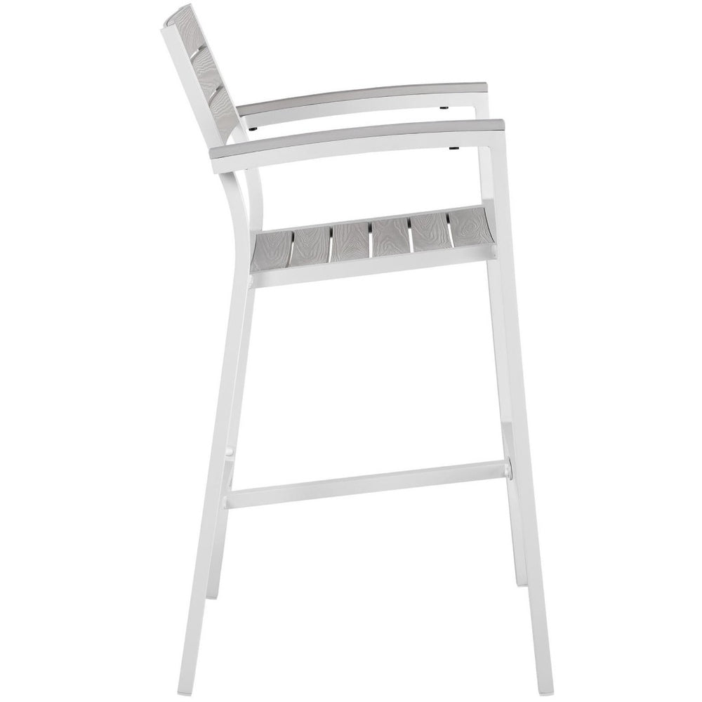 Modway Furniture Maine Outdoor Patio Bar Stool - Stylish, Weather-Resistant Seating for Modern Outdoor Spaces White Light Gray EEI-1510-WHI-LGR