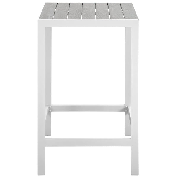 Modway Furniture Maine Outdoor Patio Bar Table – Stylish, Durable, and Weather-Resistant for Modern Outdoor Spaces White Light Gray EEI-1511-WHI-LGR