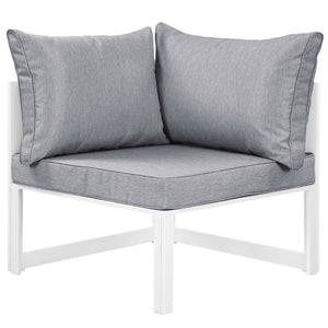 Modway Furniture Fortuna Corner Outdoor Patio Armchair - Modern, Durable Lounge Chair for All-Weather Comfort & Style EEI-1518-WHI-GRY