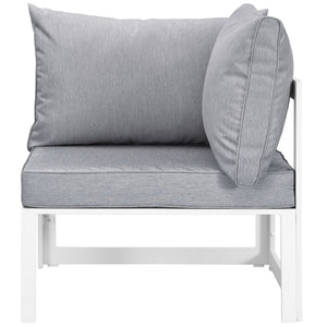 Modway Furniture Fortuna Corner Outdoor Patio Armchair - Modern, Durable Lounge Chair for All-Weather Comfort & Style EEI-1518-WHI-GRY