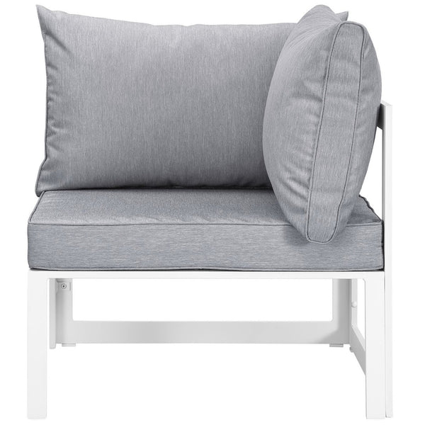 Modway Furniture Fortuna Corner Outdoor Patio Armchair - Modern, Durable Lounge Chair for All-Weather Comfort & Style EEI-1518-WHI-GRY