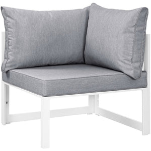 Modway Furniture Fortuna Corner Outdoor Patio Armchair - Modern, Durable Lounge Chair for All-Weather Comfort & Style EEI-1518-WHI-GRY