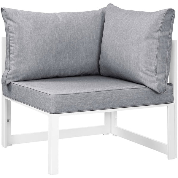 Modway Furniture Fortuna Corner Outdoor Patio Armchair - Modern, Durable Lounge Chair for All-Weather Comfort & Style EEI-1518-WHI-GRY