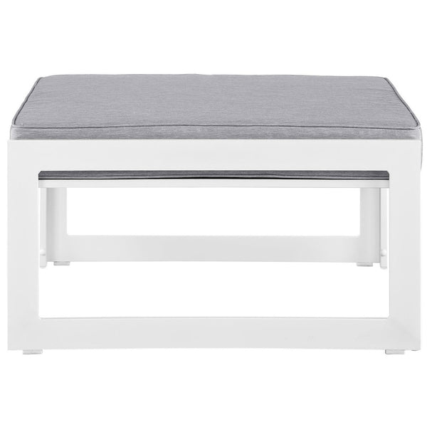 Modway Furniture Fortuna Outdoor Patio Ottoman - Modern Versatile Bench with All-Weather Cushions for Stylish Seating EEI-1521-WHI-GRY