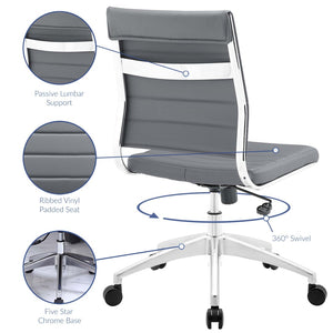 Modway Furniture Jive Armless Mid Back Office Chair - Ergonomic Design for Comfort, Style, and Productivity in Workspaces Gray EEI-1525-GRY