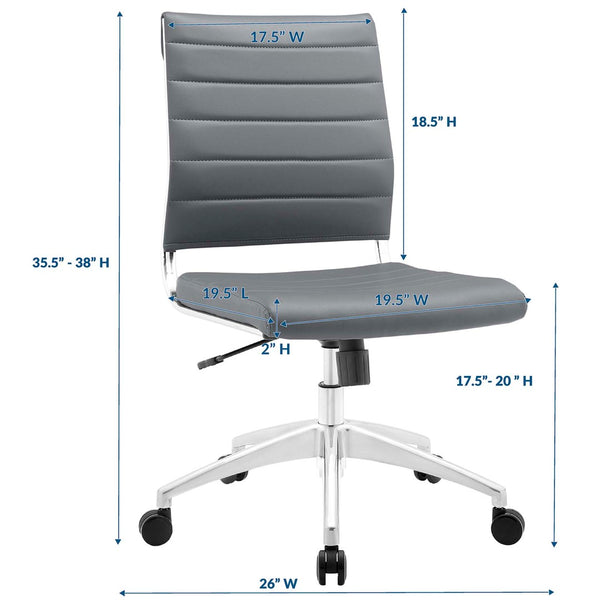 Modway Furniture Jive Armless Mid Back Office Chair - Ergonomic Design for Comfort, Style, and Productivity in Workspaces Gray EEI-1525-GRY