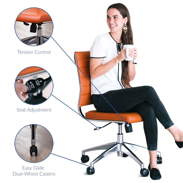 Modway Furniture Jive Armless Mid Back Office Chair - Ergonomic Design for Comfort, Style, and Productivity in Workspaces Orange EEI-1525-ORA