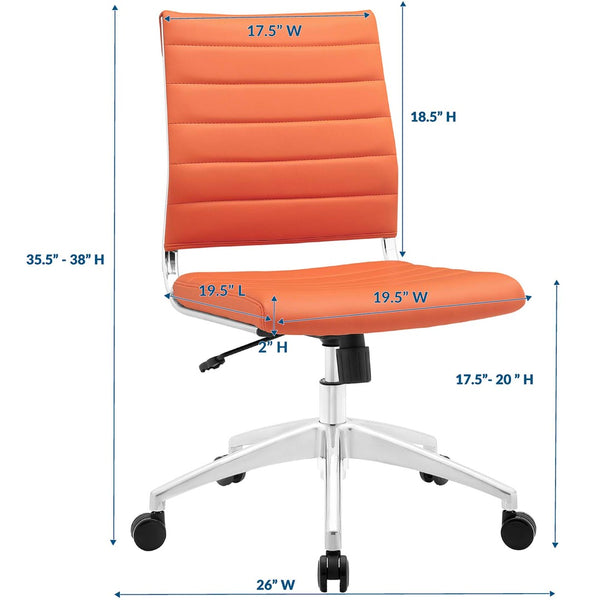 Modway Furniture Jive Armless Mid Back Office Chair - Ergonomic Design for Comfort, Style, and Productivity in Workspaces Orange EEI-1525-ORA