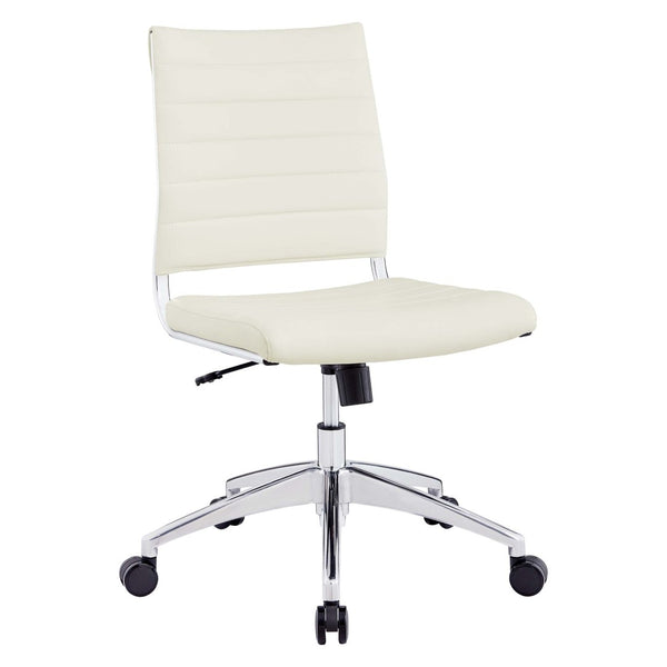 Modway Furniture Jive Armless Mid Back Office Chair - Ergonomic Design for Comfort, Style, and Productivity in Workspaces White EEI-1525-WHI