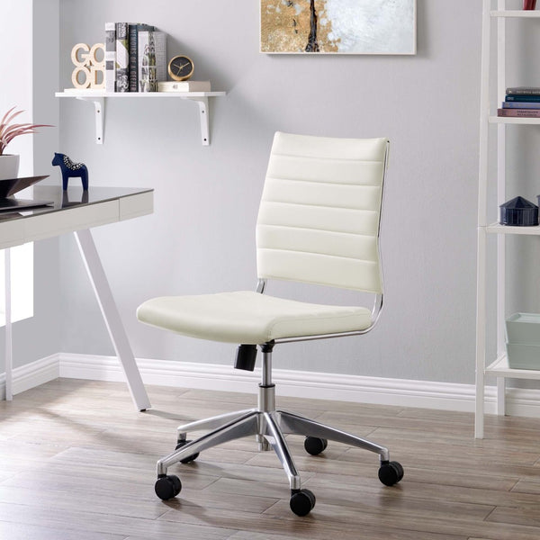 Modway Furniture Jive Armless Mid Back Office Chair - Ergonomic Design for Comfort, Style, and Productivity in Workspaces White EEI-1525-WHI