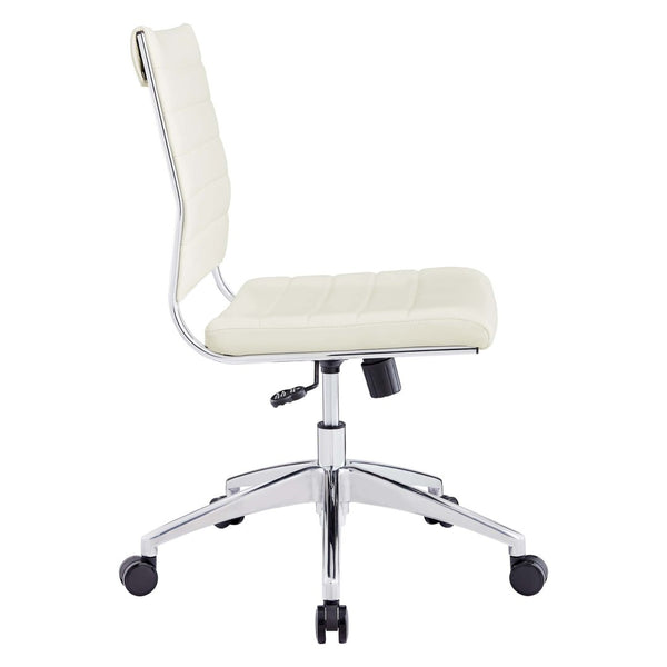 Modway Furniture Jive Armless Mid Back Office Chair - Ergonomic Design for Comfort, Style, and Productivity in Workspaces White EEI-1525-WHI