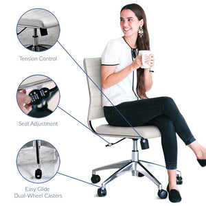 Modway Furniture Jive Armless Mid Back Office Chair - Ergonomic Design for Comfort, Style, and Productivity in Workspaces White EEI-1525-WHI