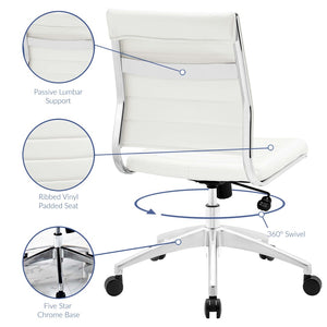 Modway Furniture Jive Armless Mid Back Office Chair - Ergonomic Design for Comfort, Style, and Productivity in Workspaces White EEI-1525-WHI