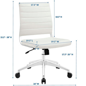 Modway Furniture Jive Armless Mid Back Office Chair - Ergonomic Design for Comfort, Style, and Productivity in Workspaces White EEI-1525-WHI