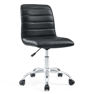 Modway Furniture Ripple Armless Mid Back Vinyl Office Chair - Versatile Comfort for Modern Workspaces & Meetings Black EEI-1532-BLK