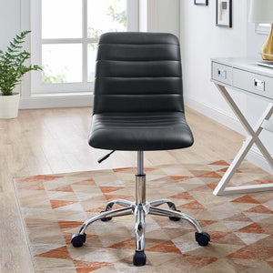 Modway Furniture Ripple Armless Mid Back Vinyl Office Chair - Versatile Comfort for Modern Workspaces & Meetings Black EEI-1532-BLK